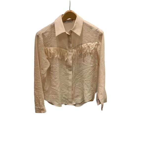 Zara Fringed Button Front Shirt - Picture 1 of 6